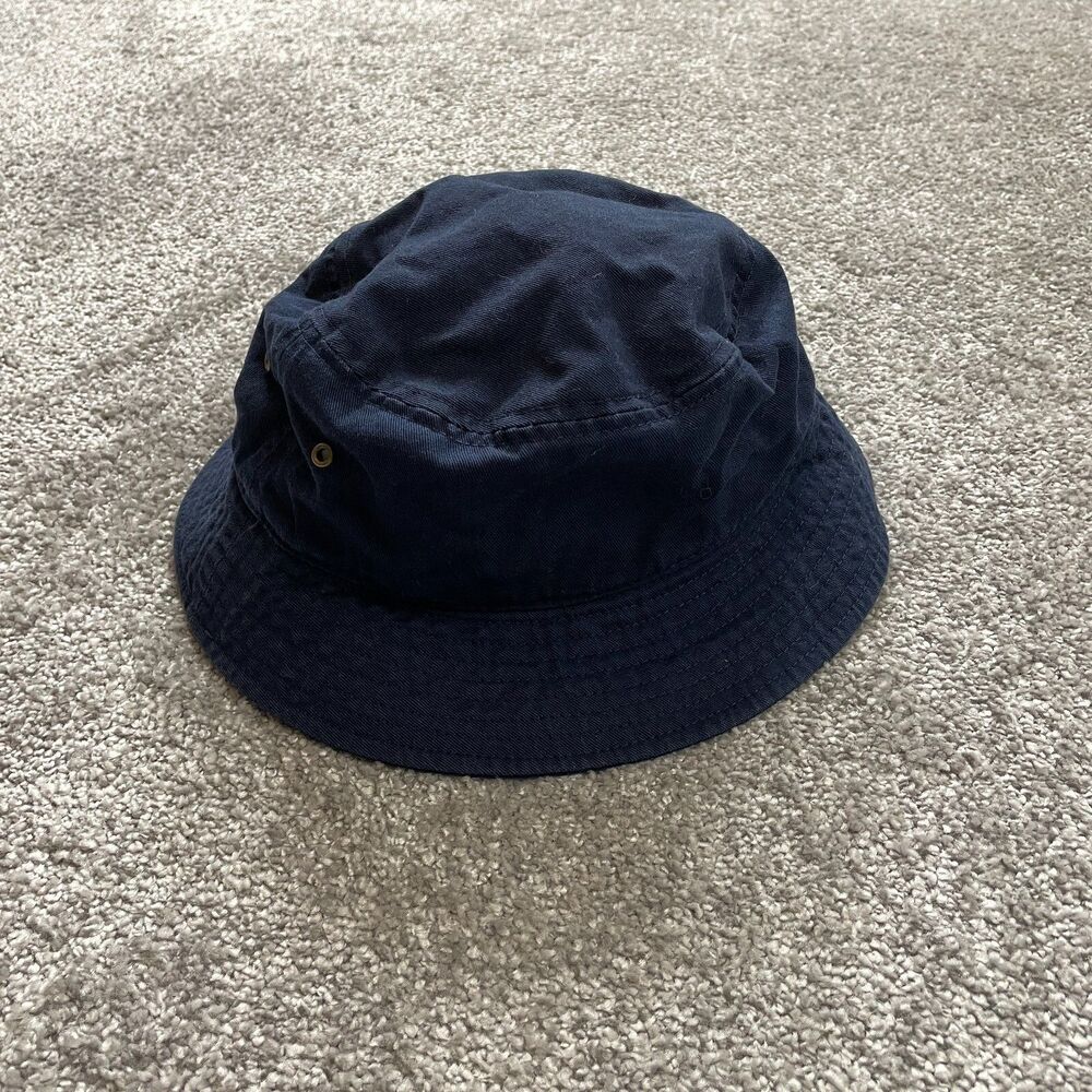Newhattan Bucket Hat Adult Small / Medium Navy Blue Cotton Sun Cap Wide Brim